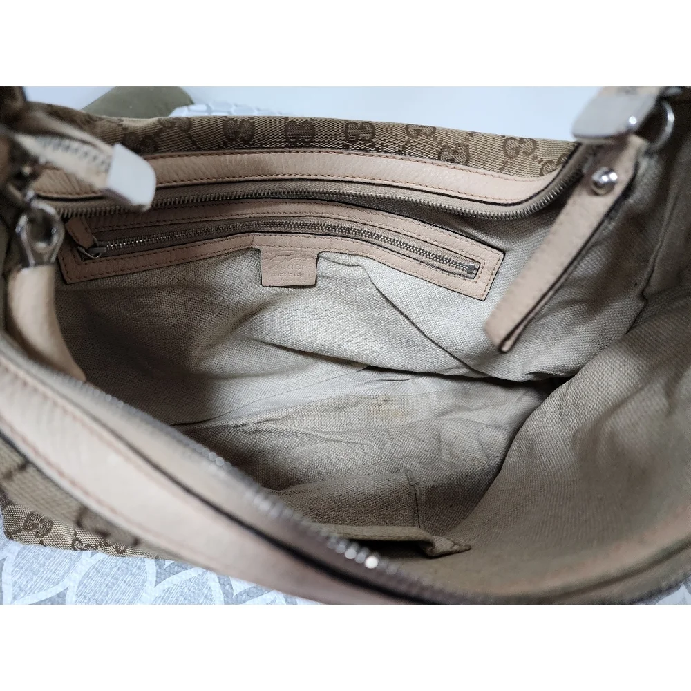 Gucci GG Canvas Medium Icon Bit Hobo Bag Beige/Brown
